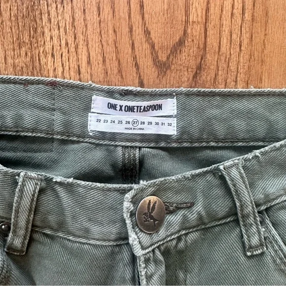 NWT One Teaspoon Freebirds Distressed High Waisted Pants Jeans Super Khaki Sz 27 - Picture 8 of 16